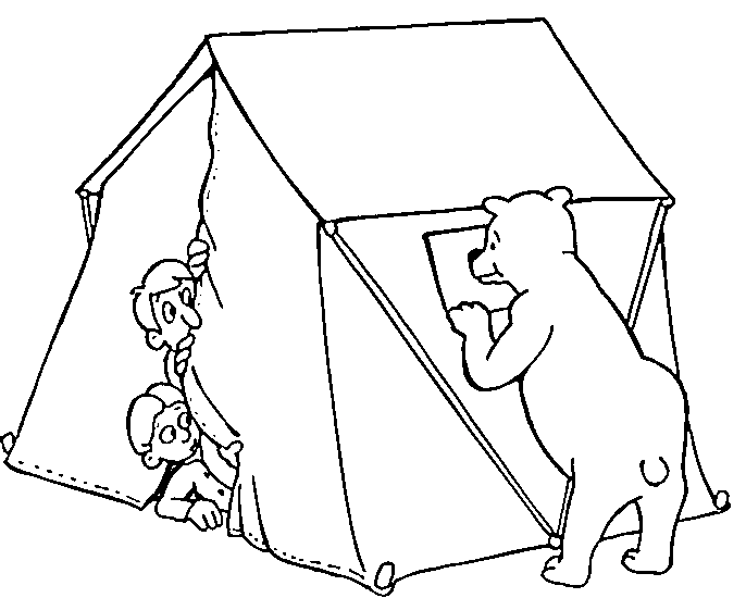 Pagina da colorare stampabile della tenda da campeggio