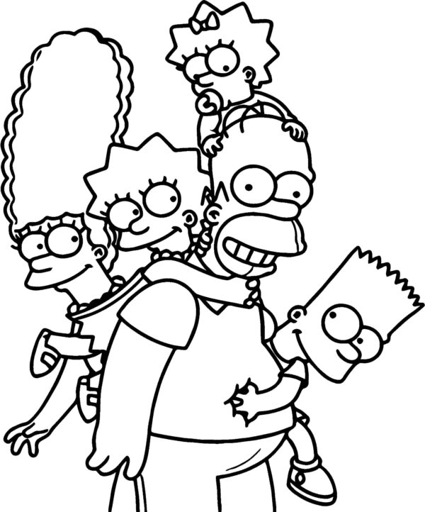 Afdrukbare Simpson Family Kleurplaat