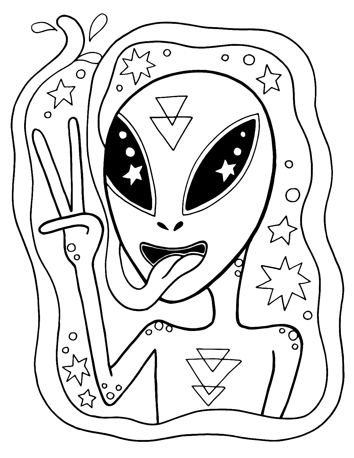 Printable Trippy Alien Coloring Pages