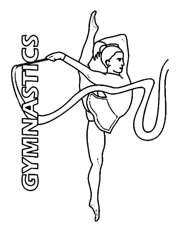 Página para colorir de fita de ginástica rítmica