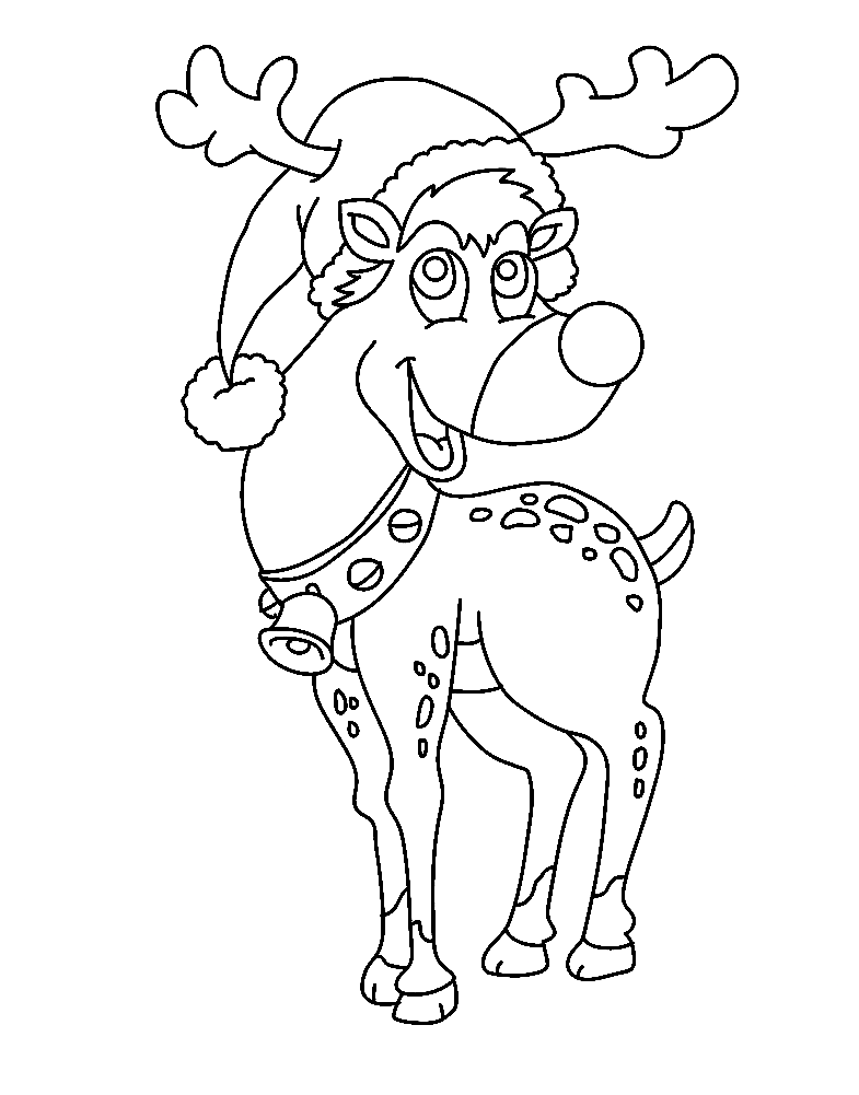 Rudolph Reindeer Christmas Coloring Page