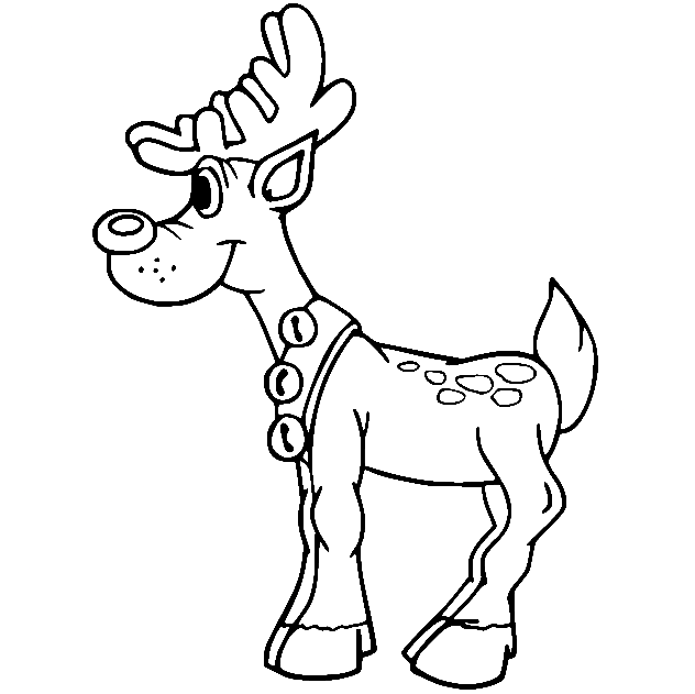 Rudolph with Bells Coloring Page
