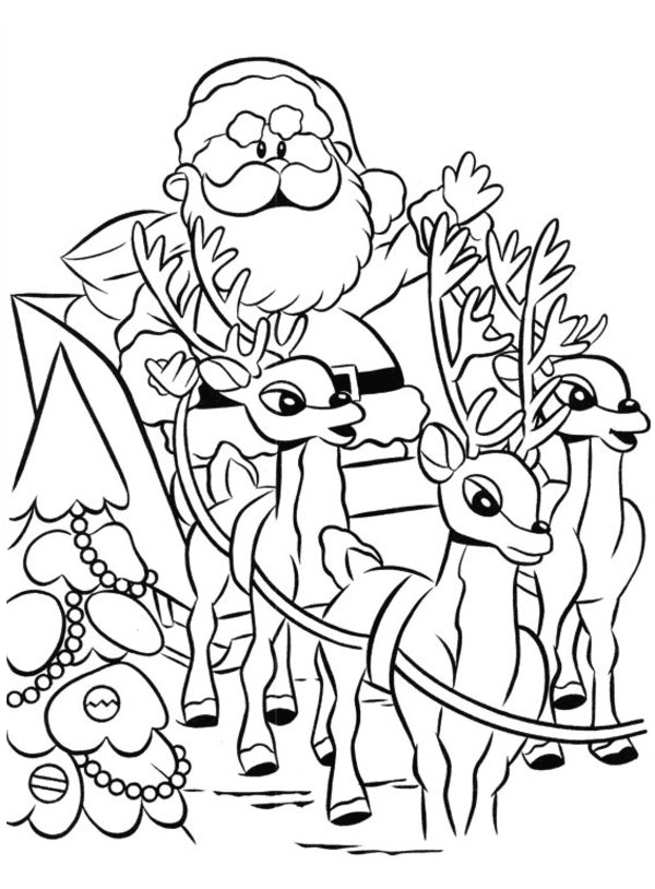 Rudolph with Santa Coloring Page