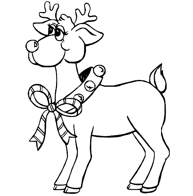 Rudolph with a Bowknot Coloring Page