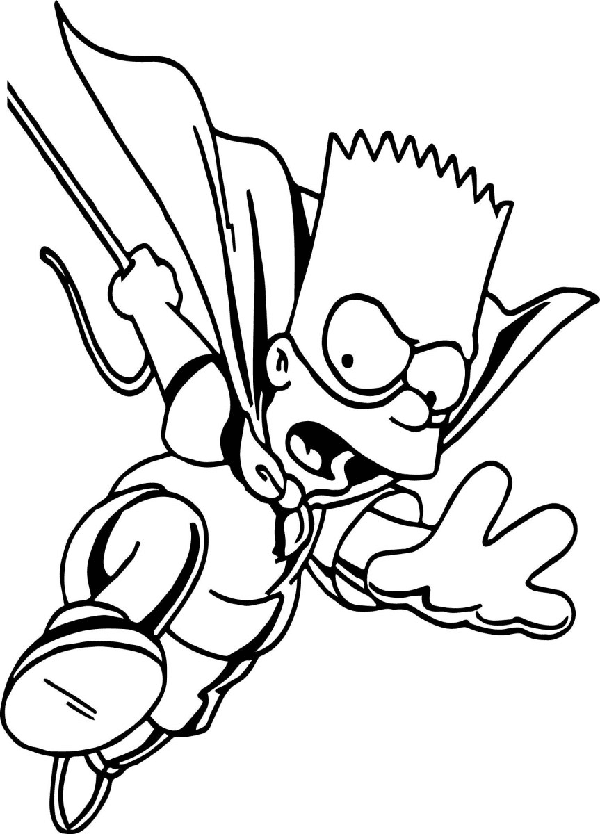 Running Bart Simpson Coloring Pages