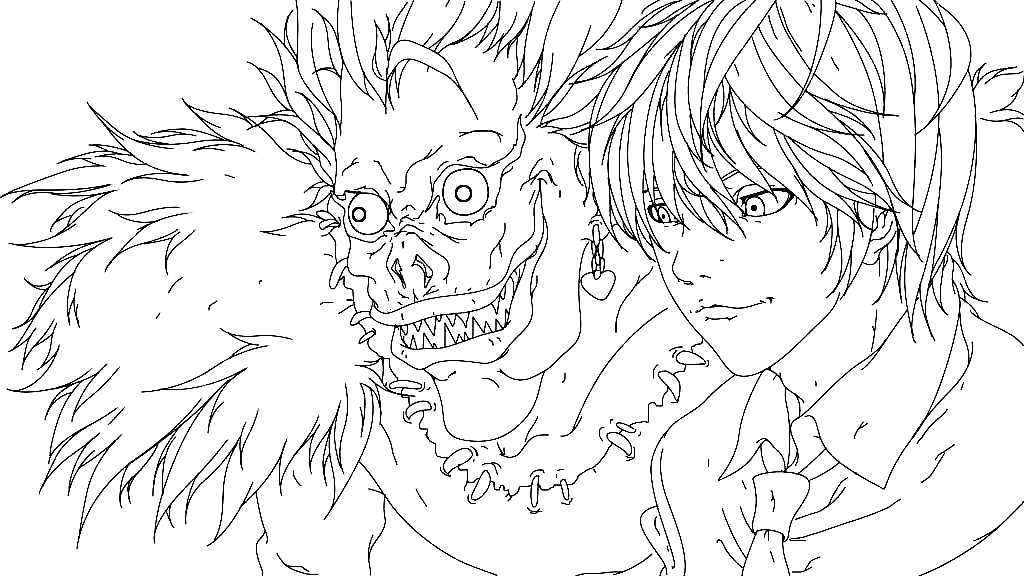 Ryuk and Yagami Death Note Coloring Page