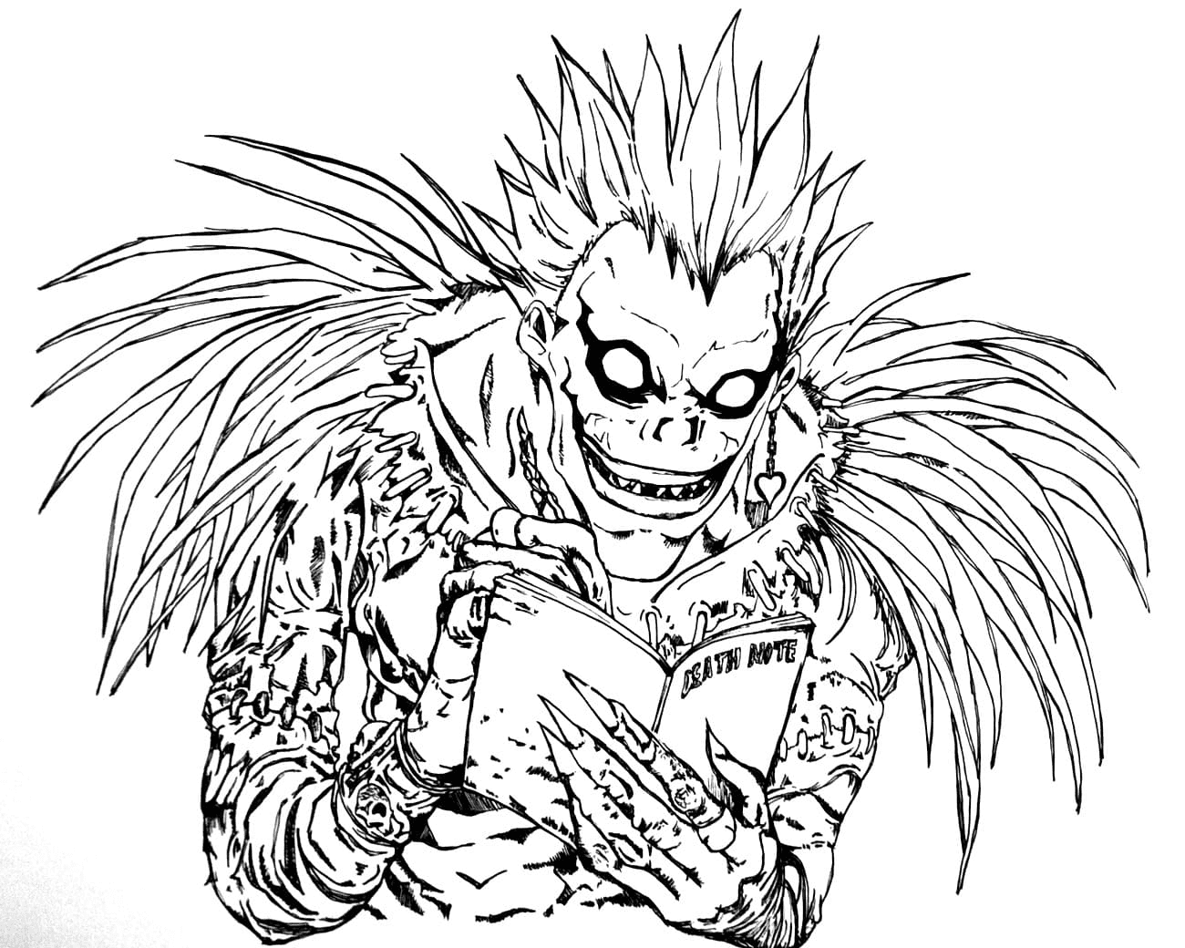Ryuk with a Death Note Coloring Pages   Death Note Coloring Pages ...