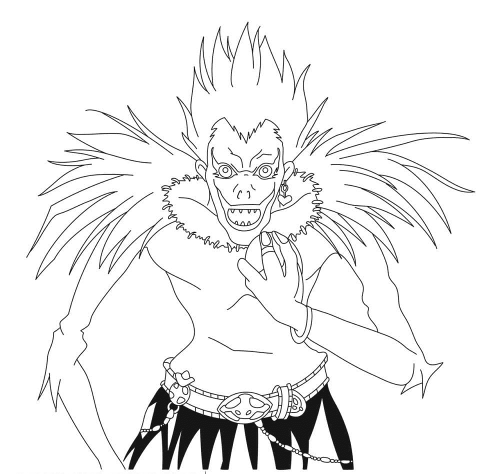 Ryuk with an apple Coloring Page
