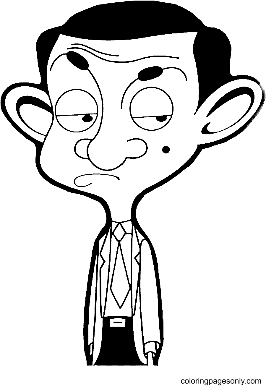 Sad Mr. Bean Coloring Page