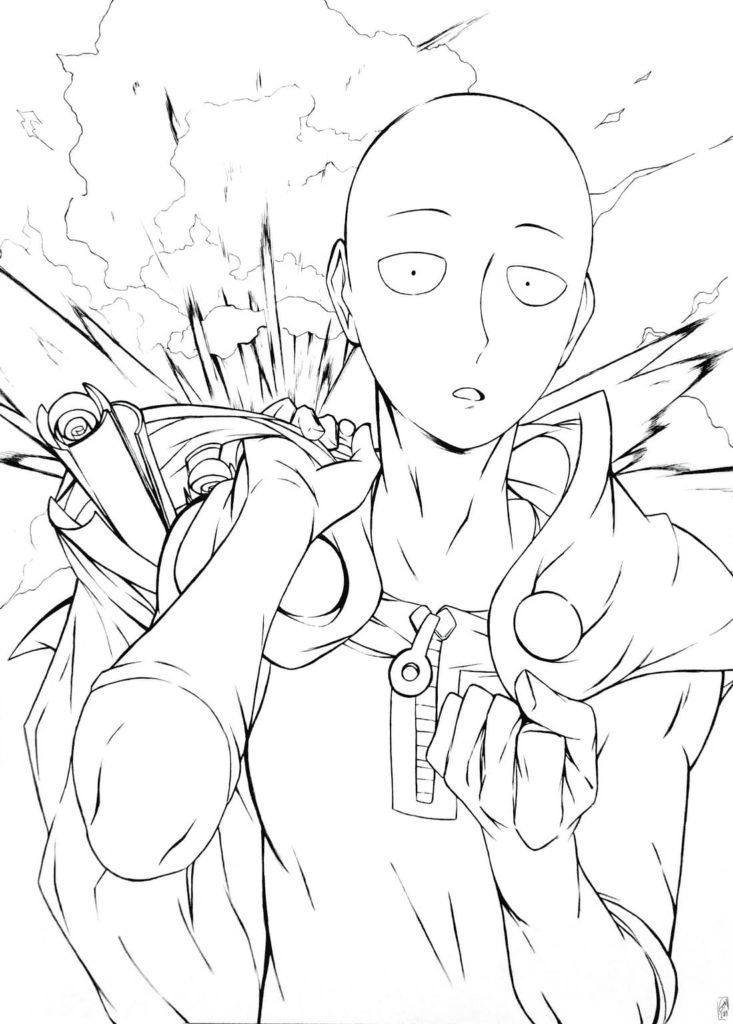 Saitama One-Punch Man Coloring Pages