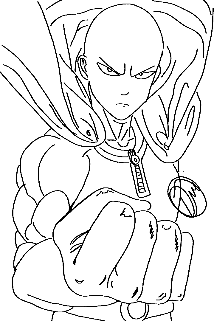 Saitama from One Punch Man Coloring Page