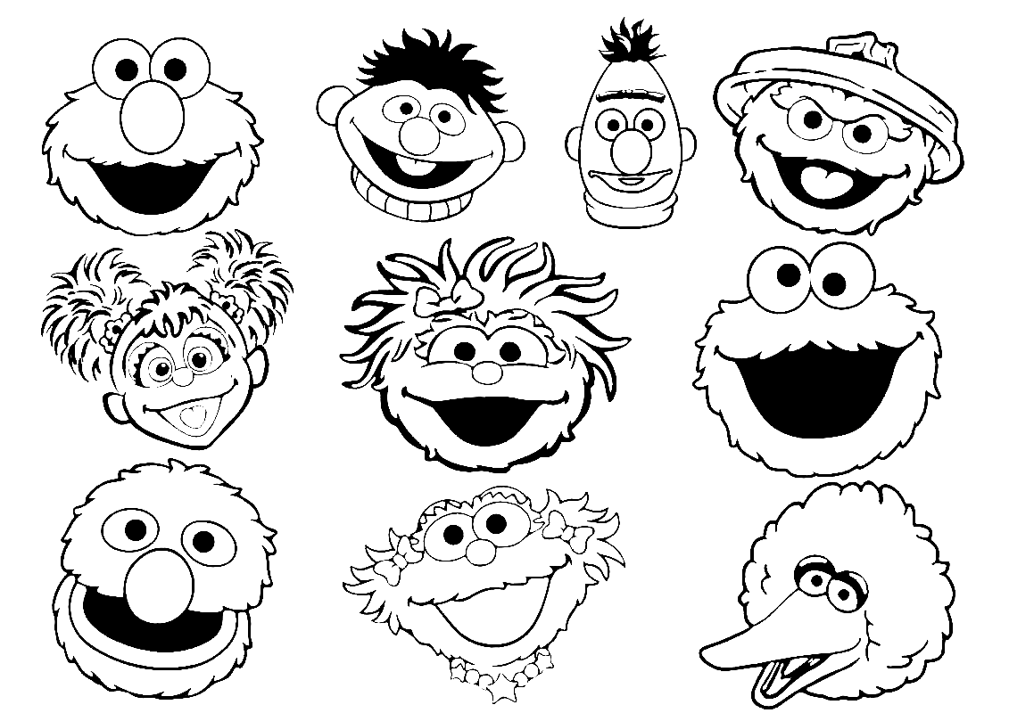 Sesame Street Characters Coloring Page