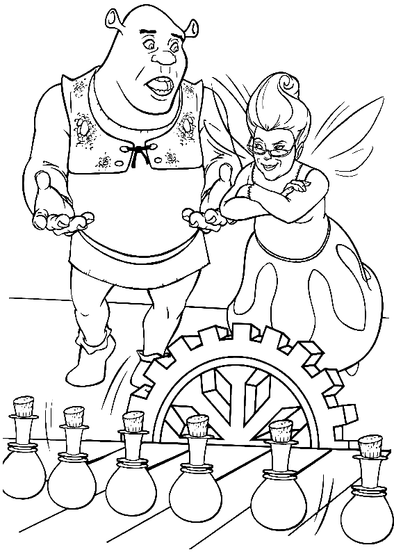 Shrek And Fairy Godmother Coloring Pages