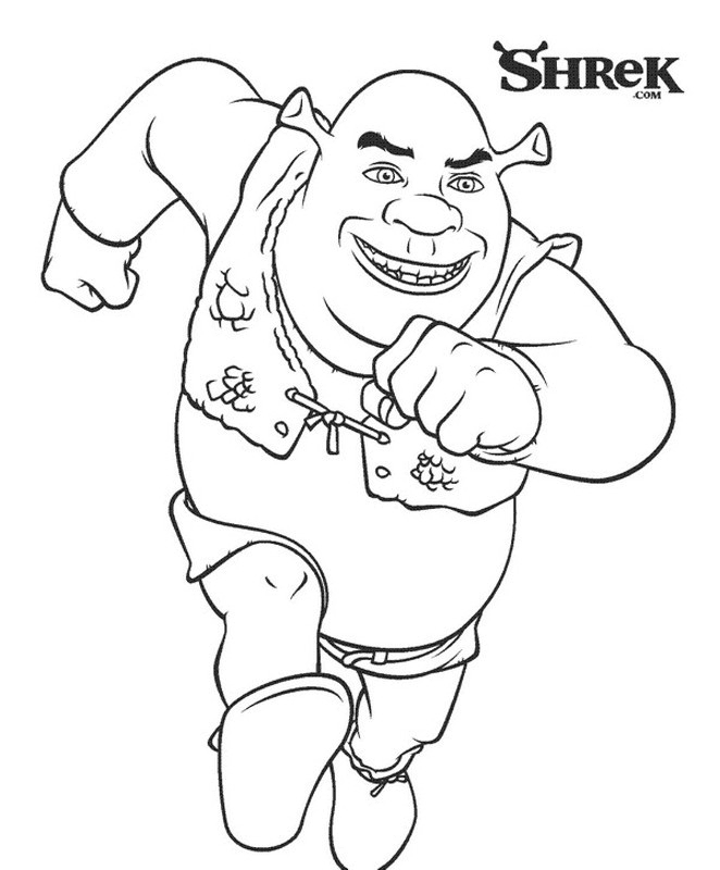 Shrek Is Running Coloring Page