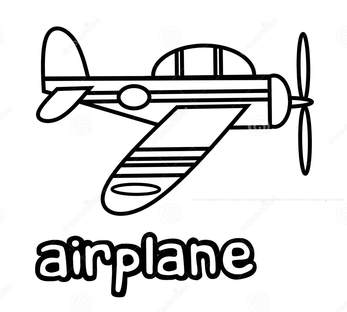 儿童着色页的简单飞机