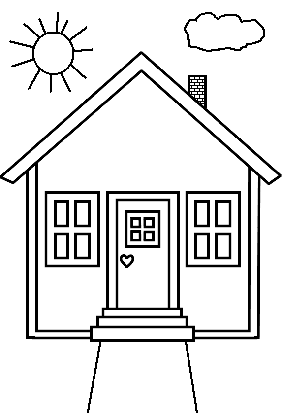 Página para colorir de casa simples para crianças