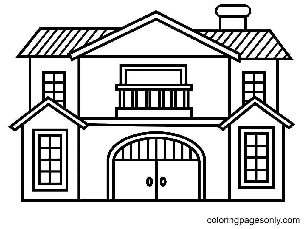 Página para Colorir Casa Simples