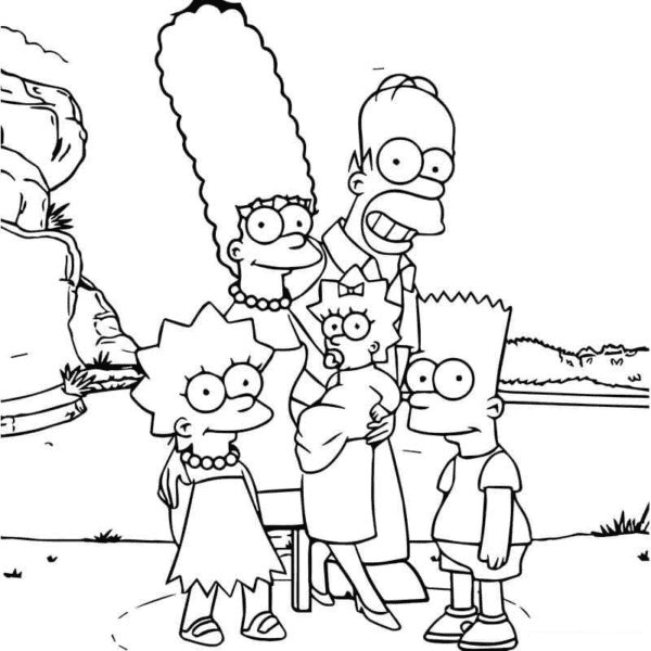 Simpsons Family afdrukbare kleurplaat