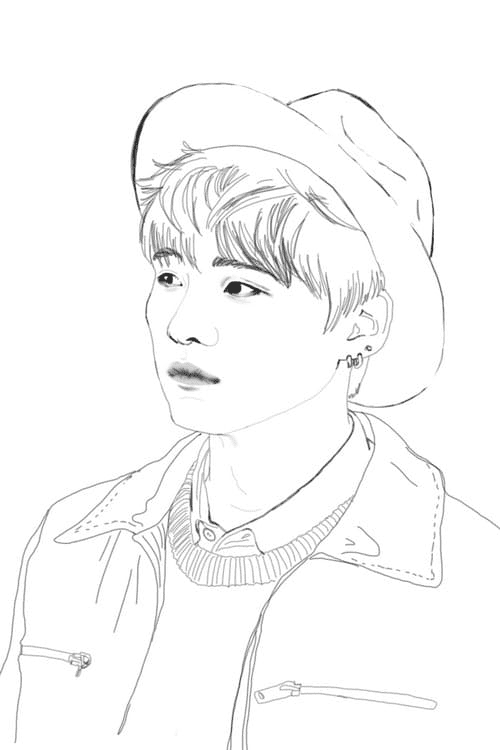 Singer from the Korean BTS group Coloring Page