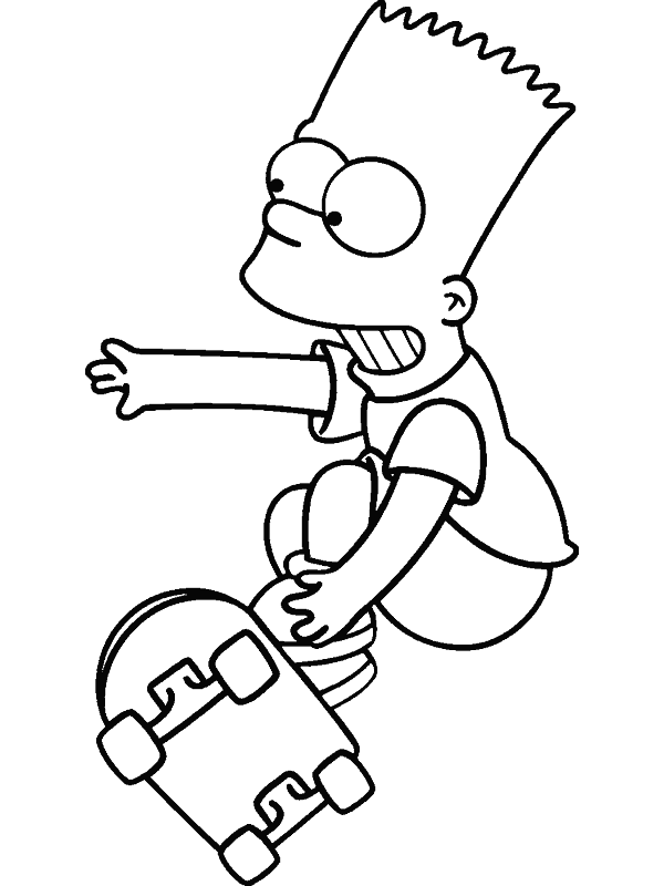 Skating Bart Coloring Page