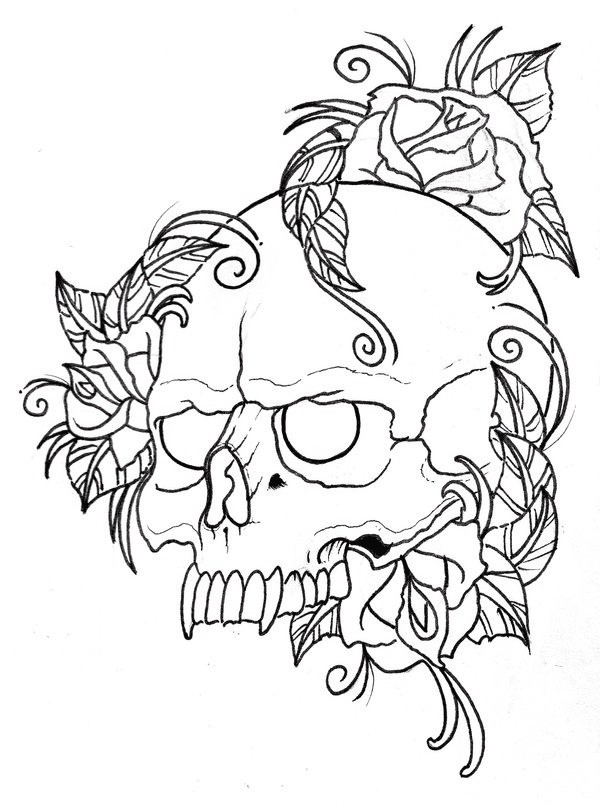 Schedel Rose Tattoo van Skull