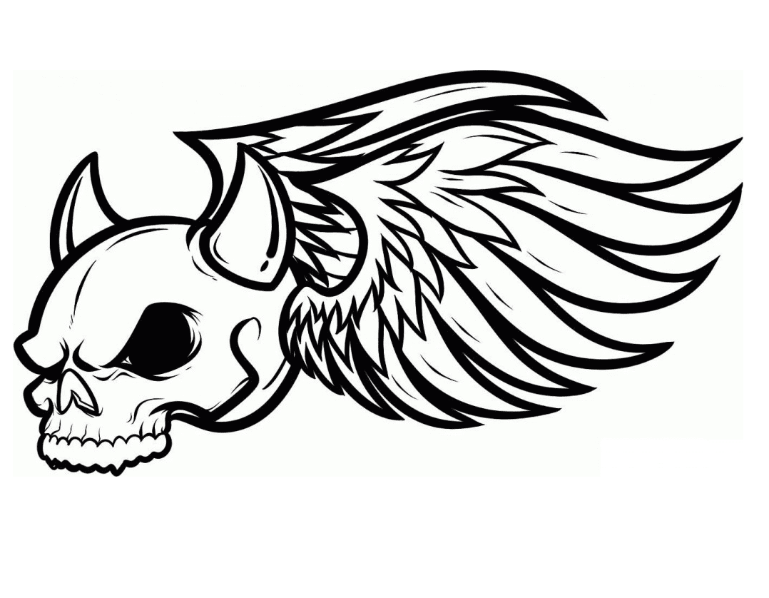 Skull Wings Coloring Page