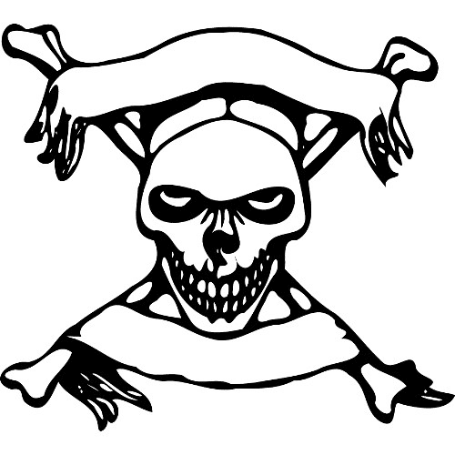 Skull with Banner Coloring Page