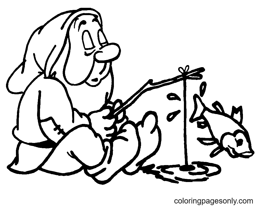 Sleepy Fishing Coloring Pages