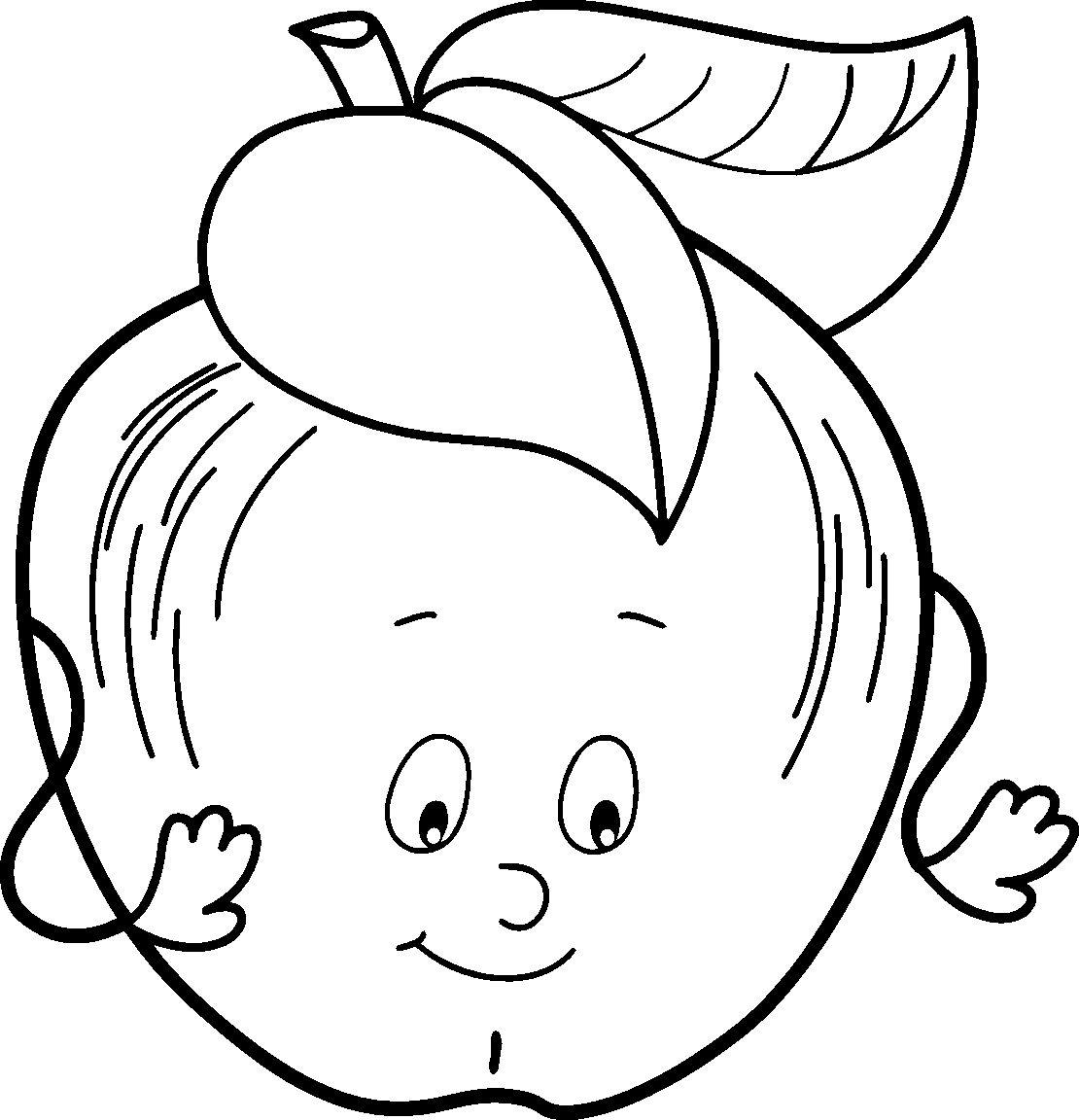 Smiling Apple Coloring Page