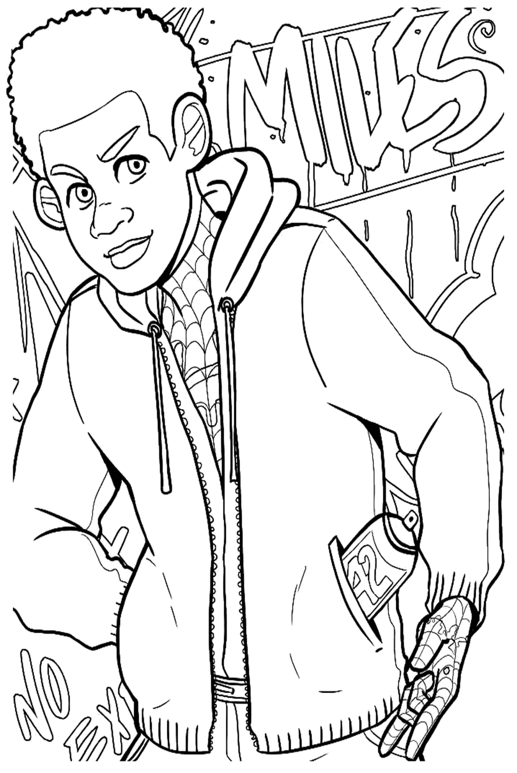 Smiling Miles Morales Coloring Pages