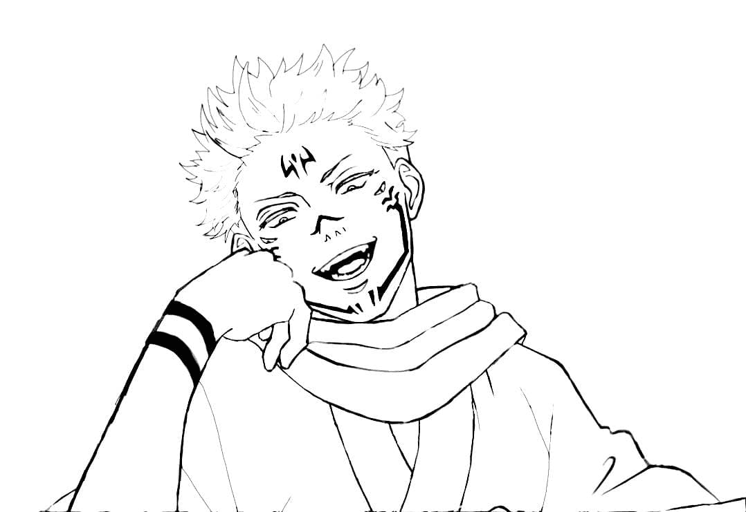 Smiling Sukuna Coloring Pages