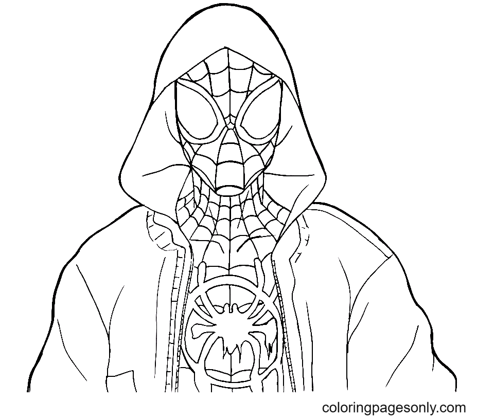 Pagina da colorare di Spider-man Miles Morales