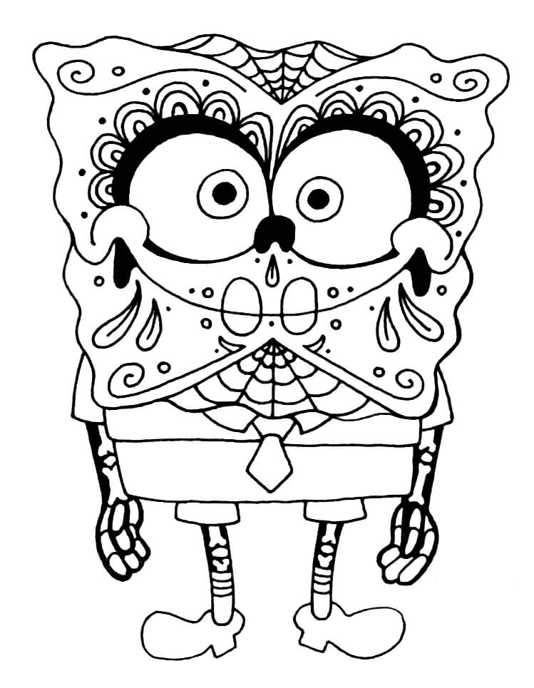 Sponge Bob Skull Coloring Pages