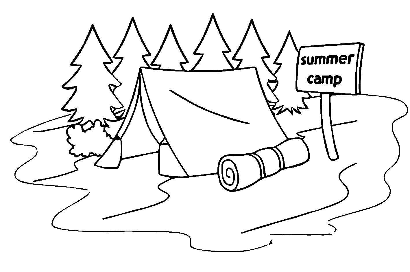Раскраска Палатка Летнего Лагеря