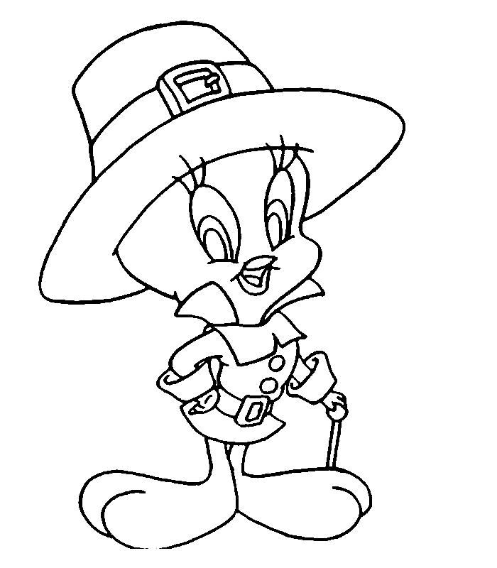 Thanksgiving Tweety Coloring Page