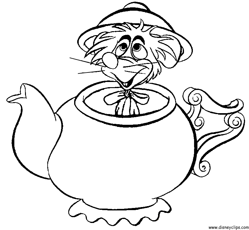 The Dormouse in a Teapot Coloring Page