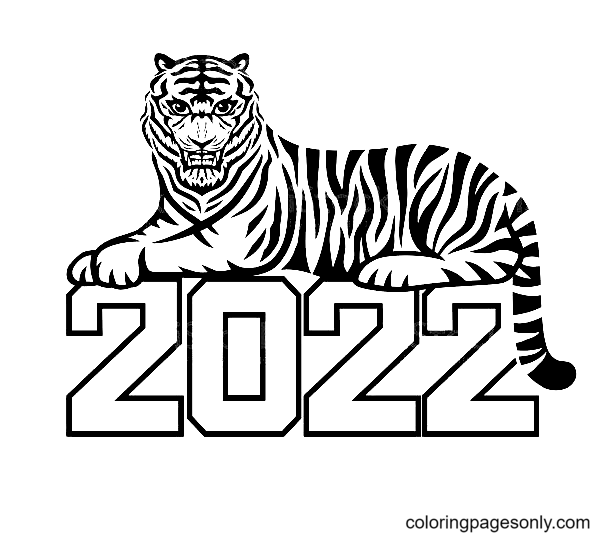 Tiger Year 2022 Coloring Page