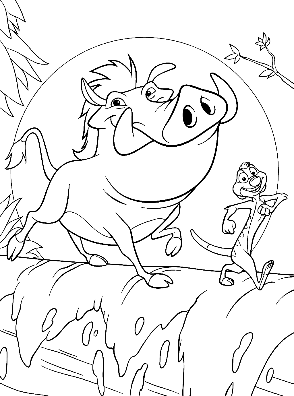 Dibujo de Timón y Pumba para colorear