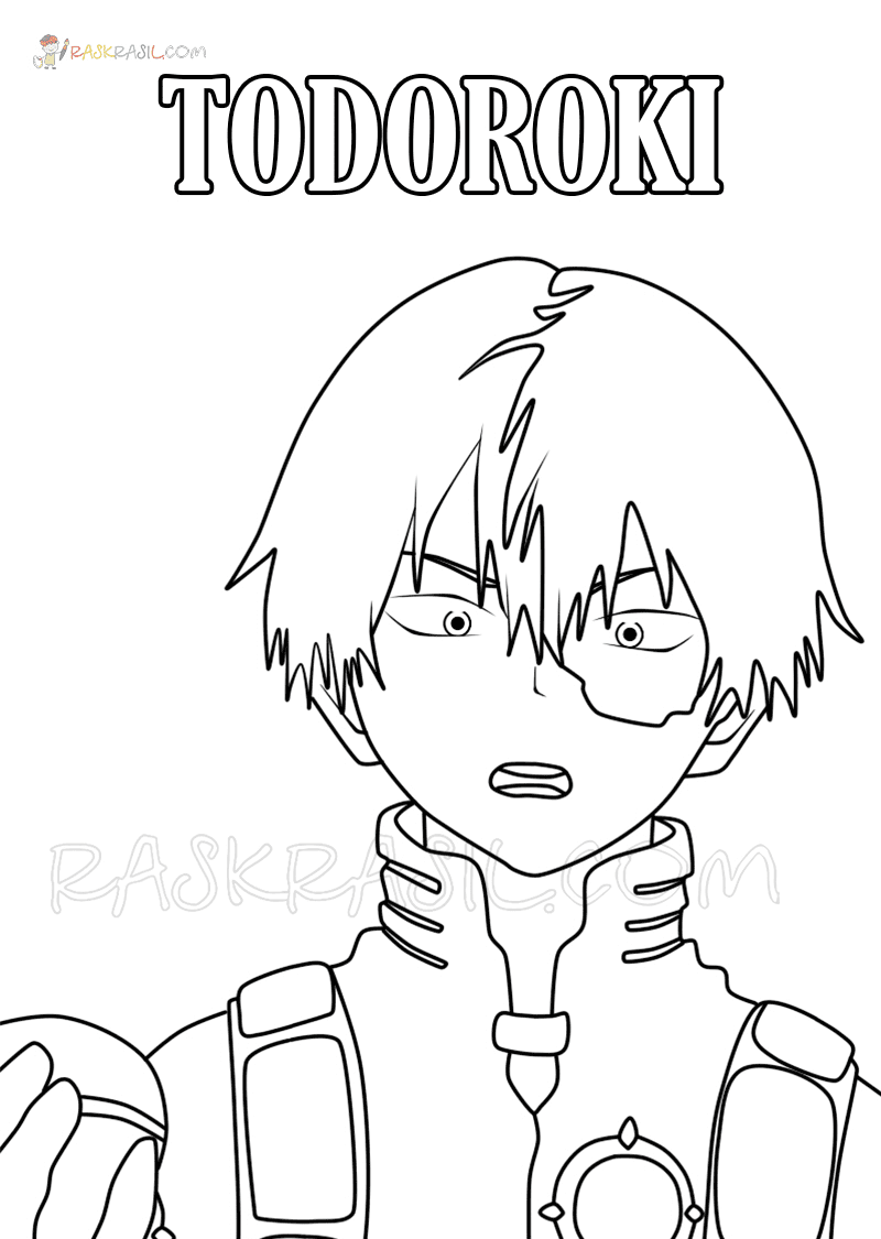 Todoroki with multi-colored hair Coloring Page