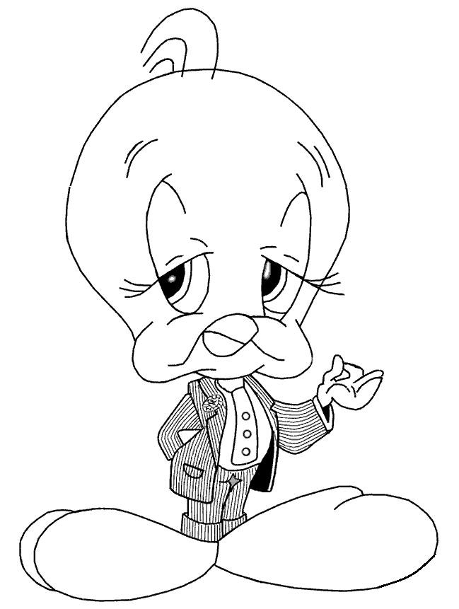 Tweety in the Suit Coloring Page