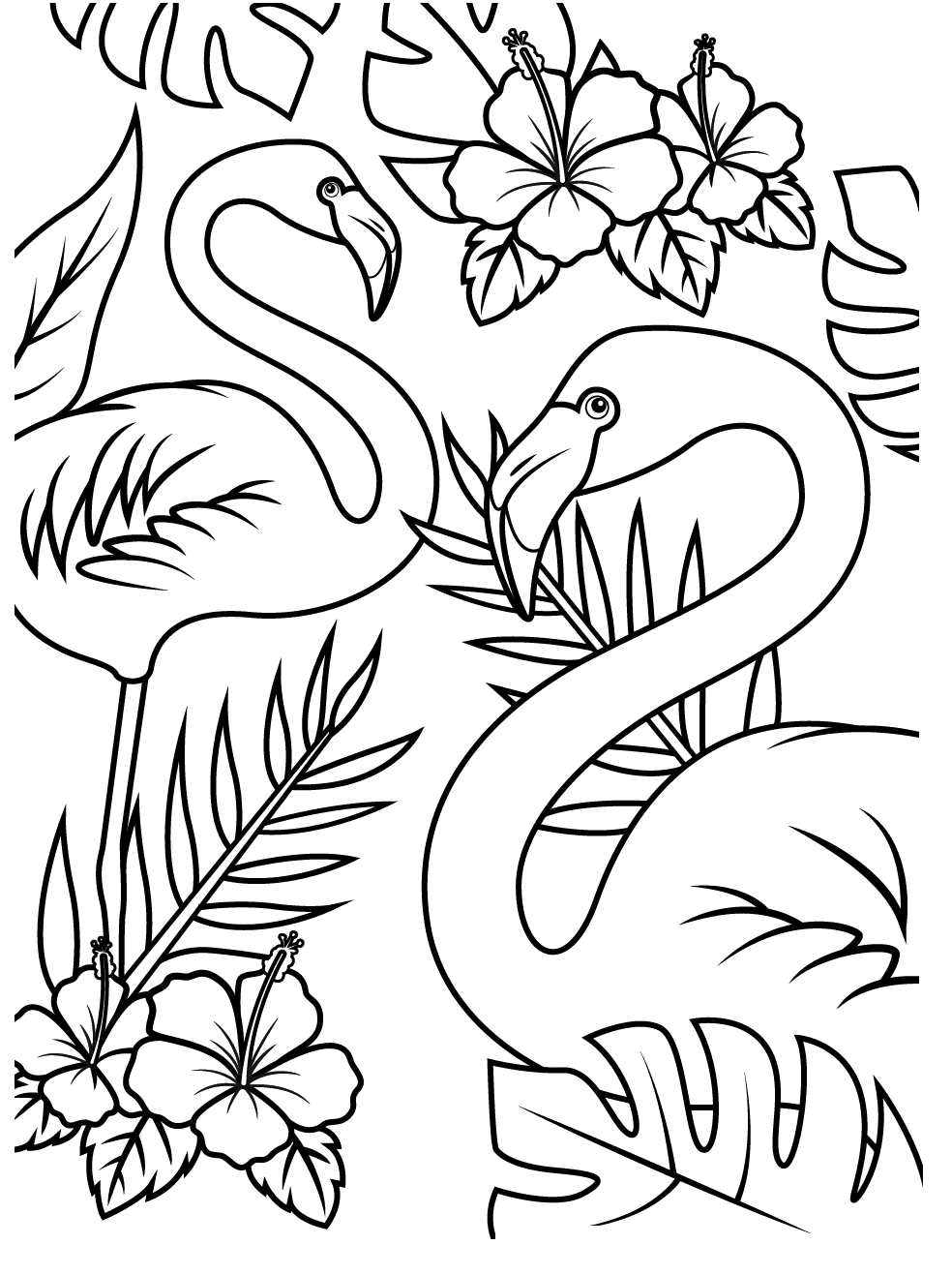 Two Beautiful Flamingos Coloring Pages