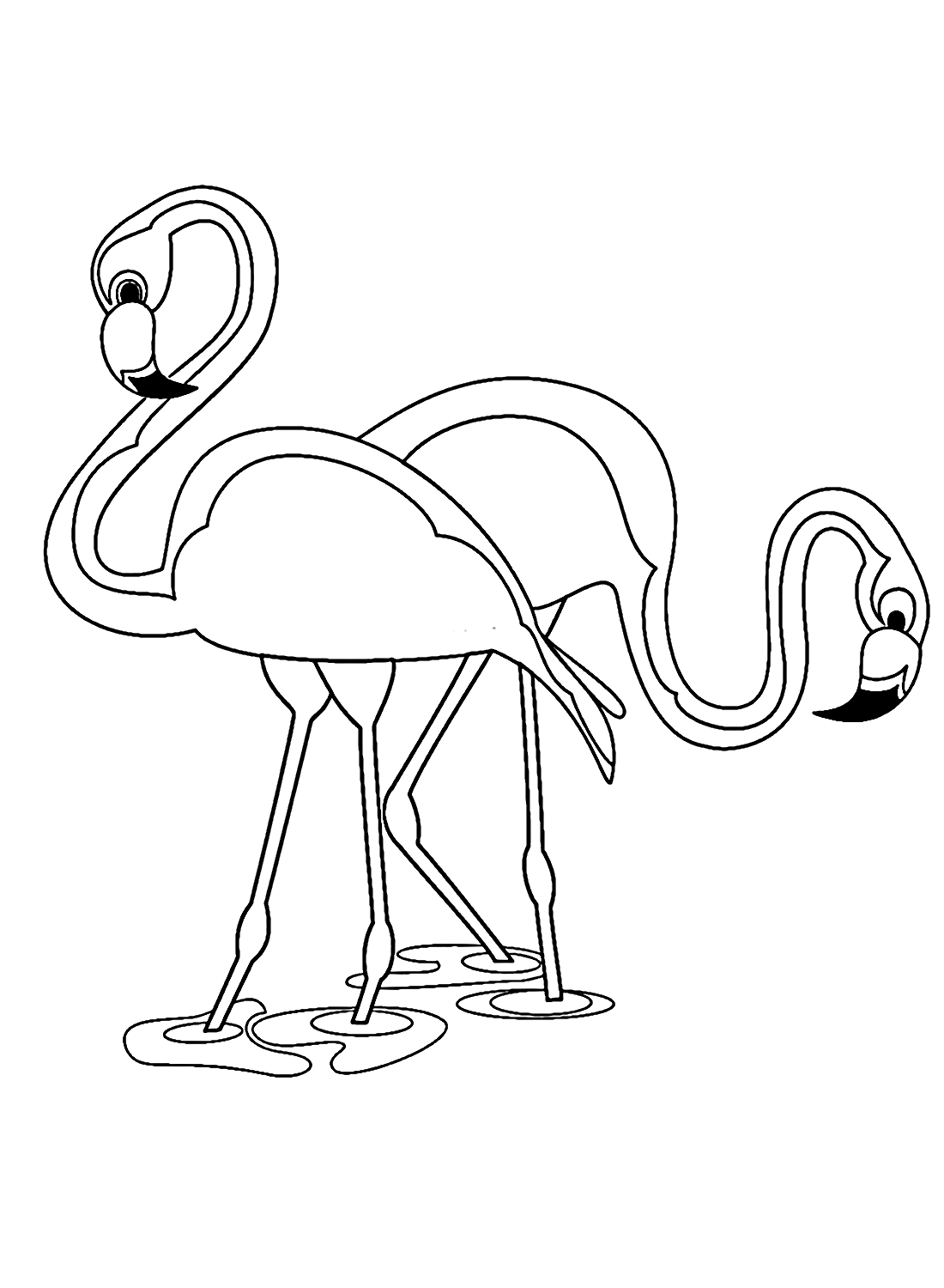 Two Flamingos Looking for Food Coloring Pages