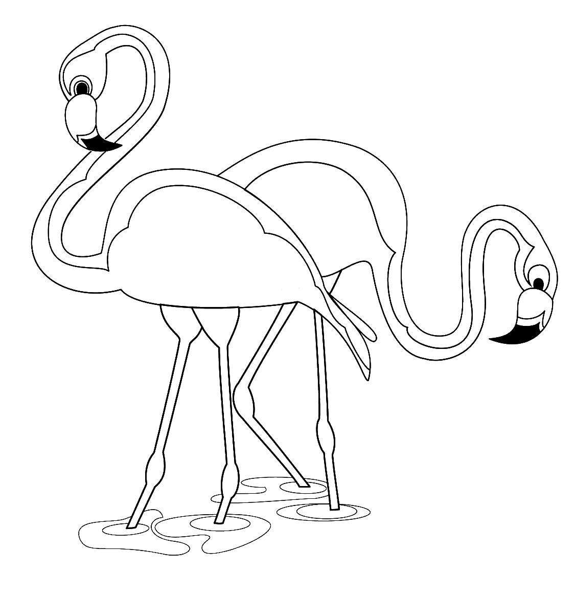 Two Flamingos Looking For Food Coloring Pages