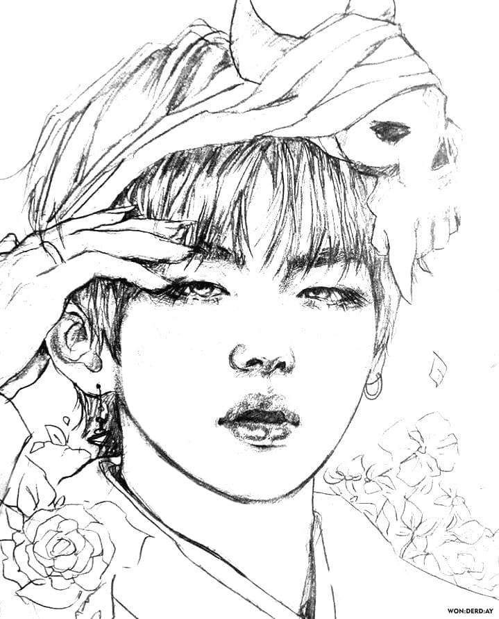 V BTS Coloring Page