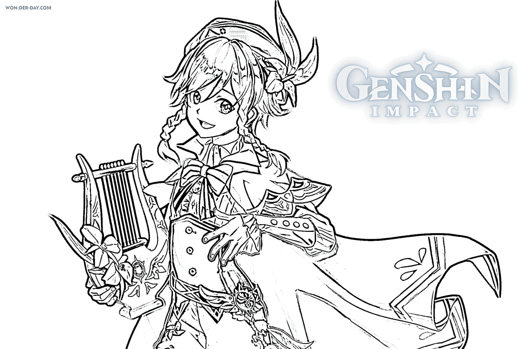 87 Free Printable Genshin Impact Coloring Pages