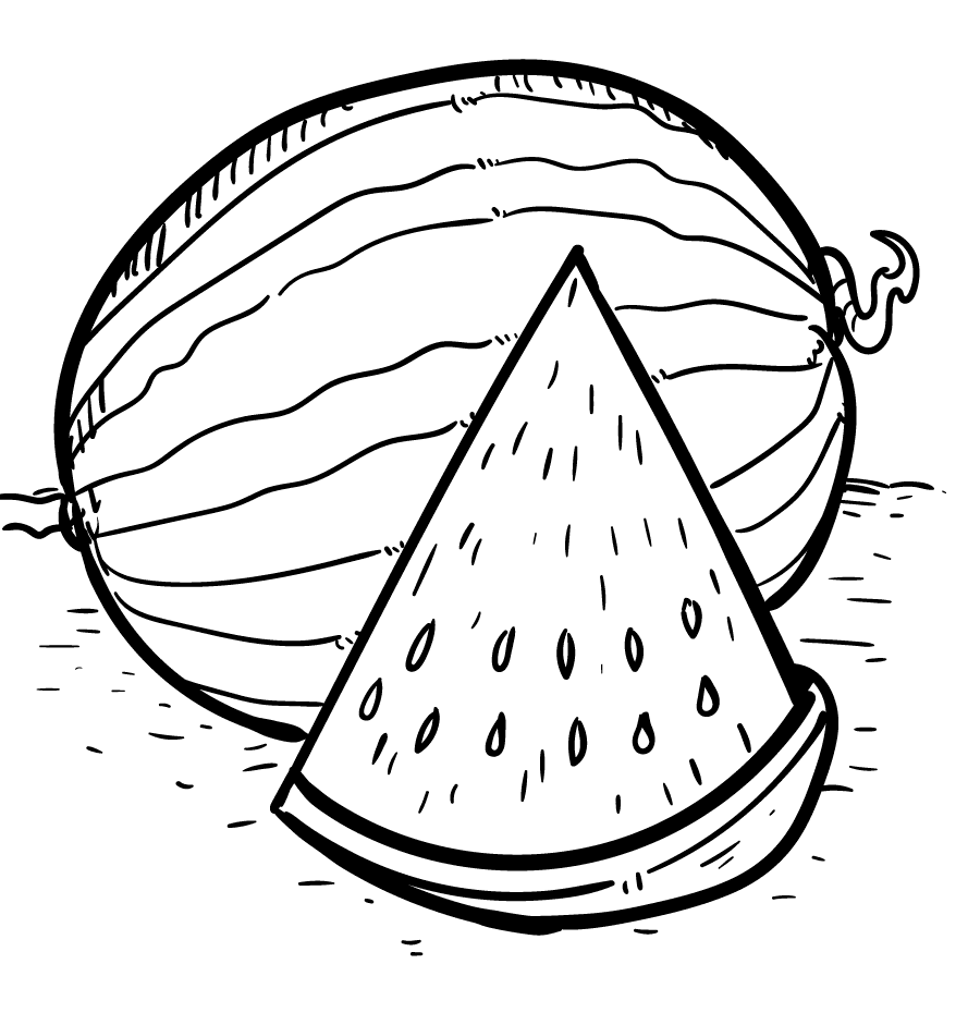 Watermelon Fruits Coloring Page