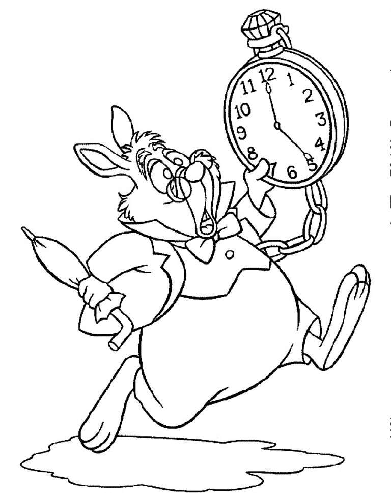 White Rabbit from Alice in Wonderland Coloring Page