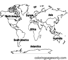 Desenhos para colorir do mapa do mundo