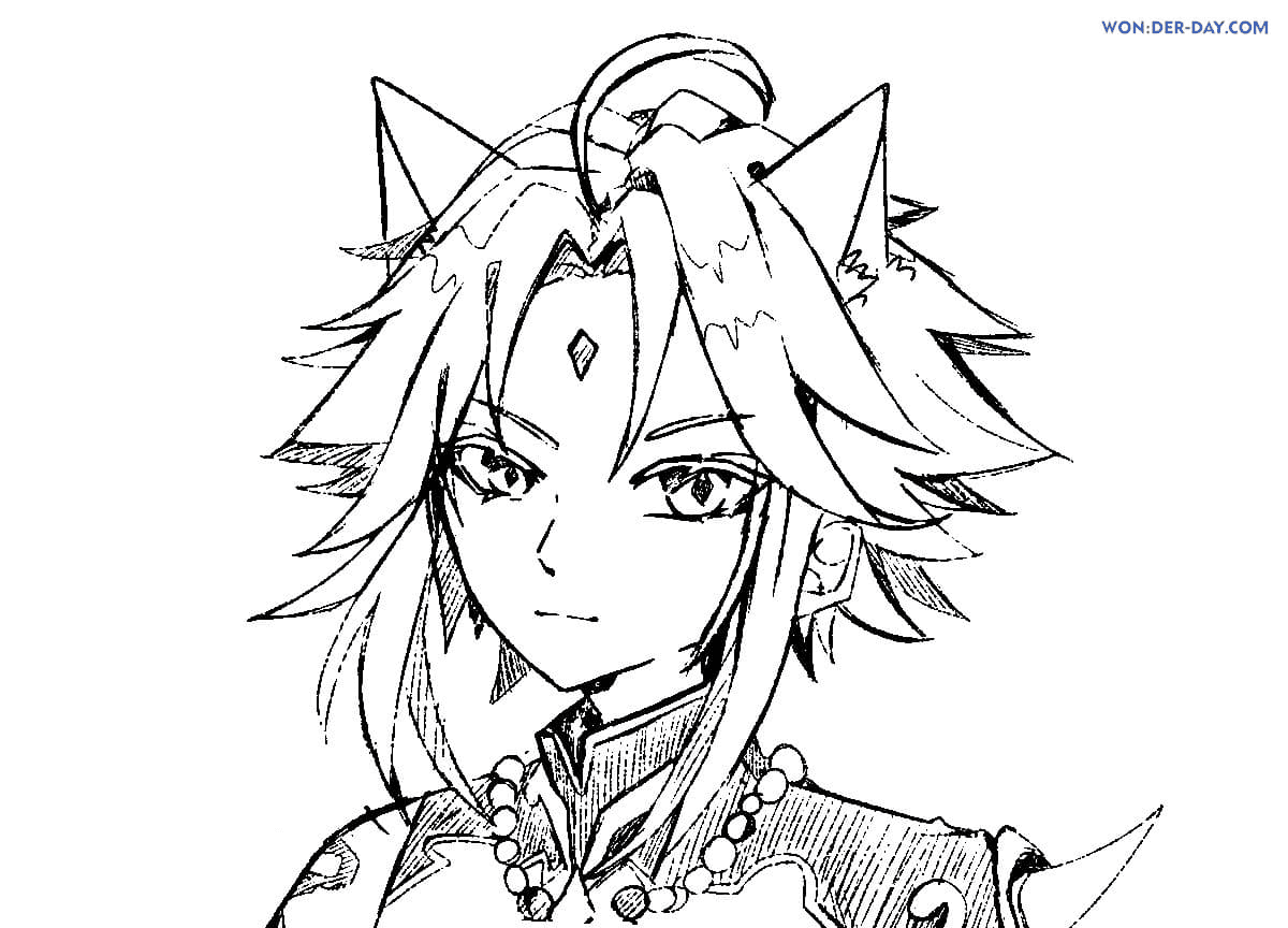 Xiao Genshin Coloring Pages