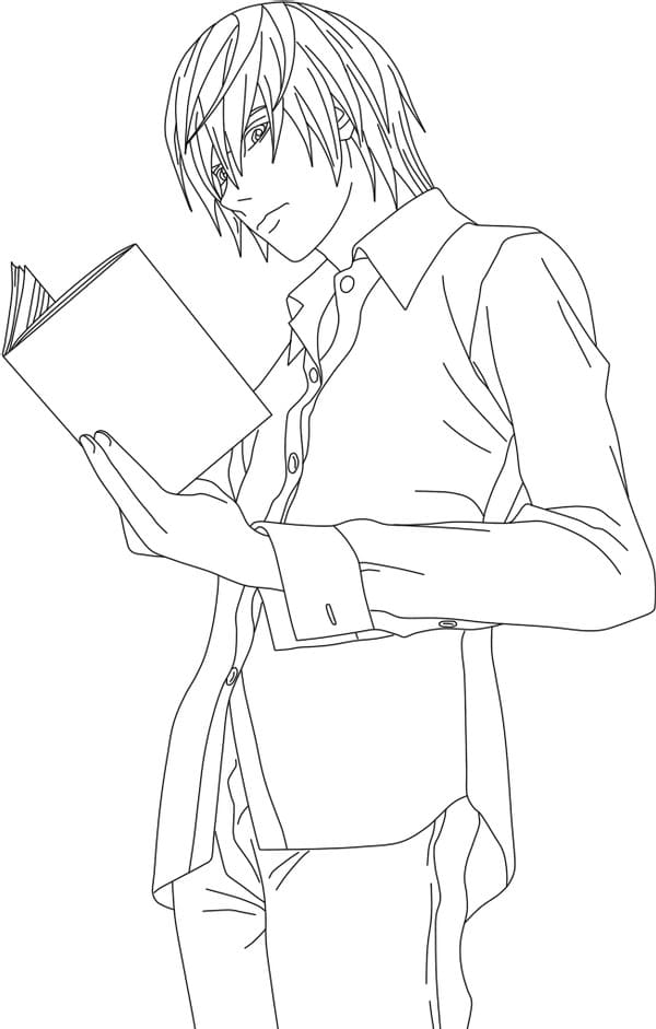 Yagami Light reads a Death Note Coloring Pages